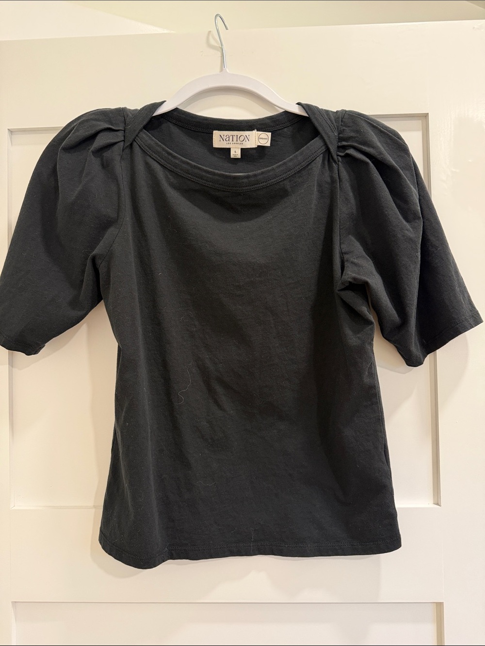 Anthropologie Nation Black Puff Sleeve Tee
